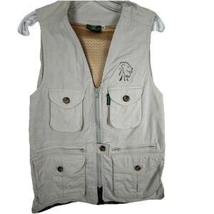TAG Safari Travel Vest Sz S Tan Cotton Outback Fishing Hunting Photography Vents